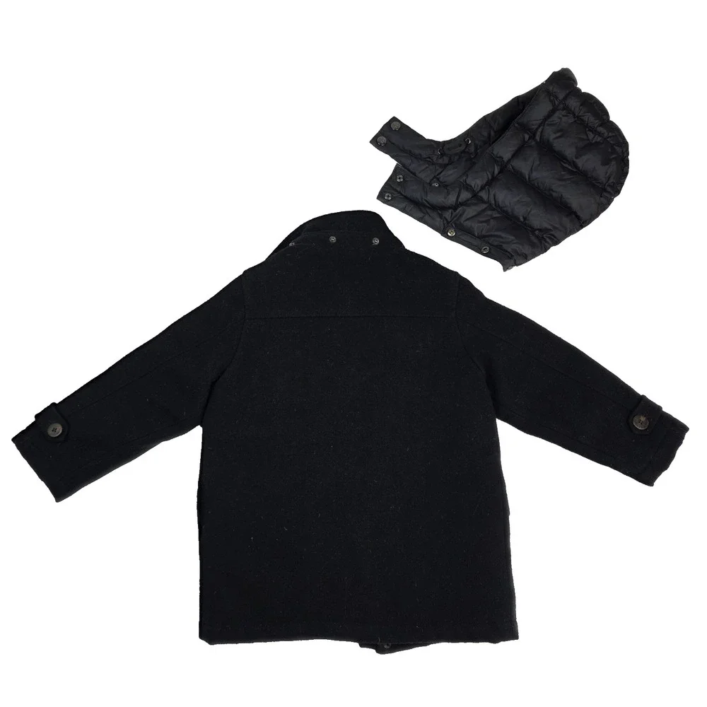 Massimo Dutti Boys Toddler ‎ Peacoat Jacket Coat Black Removable Hood Size 4